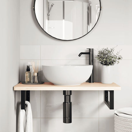 Vidaxl badkamer wandschap staal en massief eikenhout