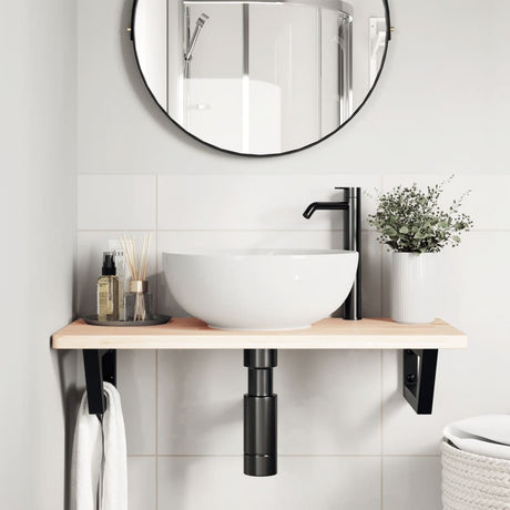 Vidaxl badkamer wandschap staal en massief eikenhout