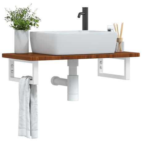 Vidaxl badkamer wandschap staal en massief eikenhout