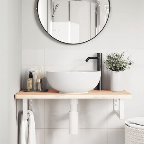 Vidaxl badkamer wandschap staal en massief beukenhout