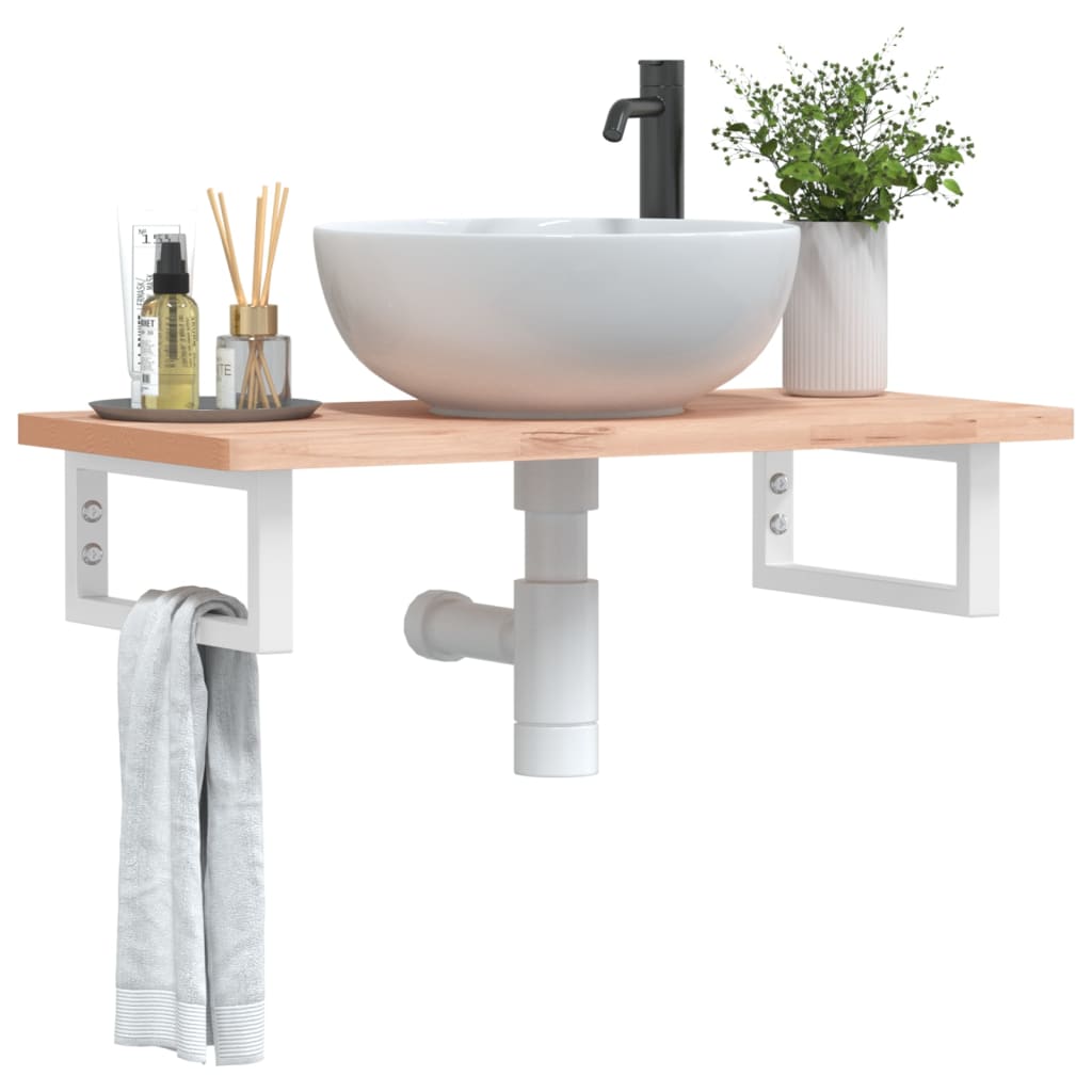Vidaxl badkamer wandschap staal en massief beukenhout