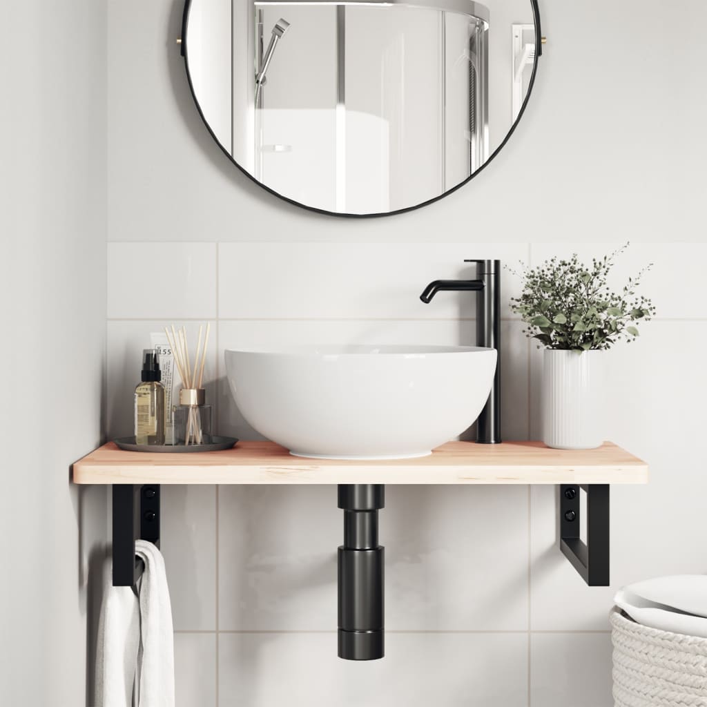 Vidaxl badkamer wandschap staal en massief beukenhout