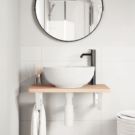 Vidaxl badkamer wandschap staal en massief beukenhout