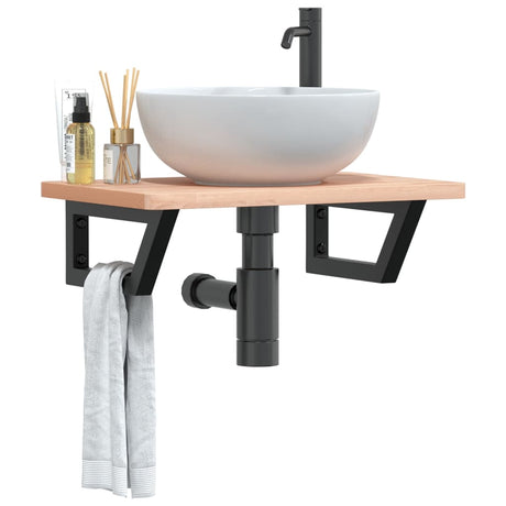 Vidaxl badkamer wandschap staal en massief beukenhout