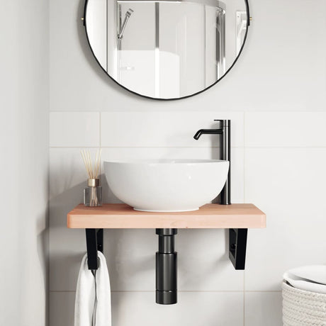 Vidaxl badkamer wandschap staal en massief beukenhout
