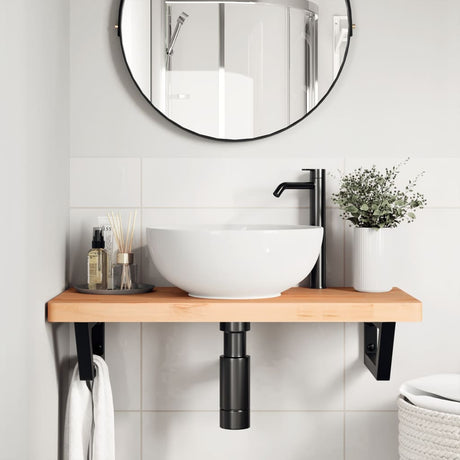 Vidaxl badkamer wandschap staal en massief beukenhout