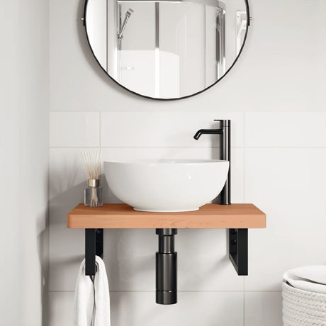 Vidaxl badkamer wandschap staal en massief beukenhout