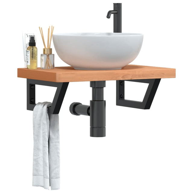 Vidaxl badkamer wandschap staal en massief beukenhout