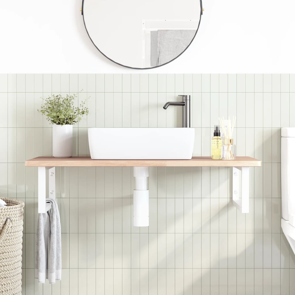 Vidaxl badkamer wandschap staal en massief eikenhout