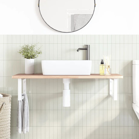 Vidaxl badkamer wandschap staal en massief eikenhout