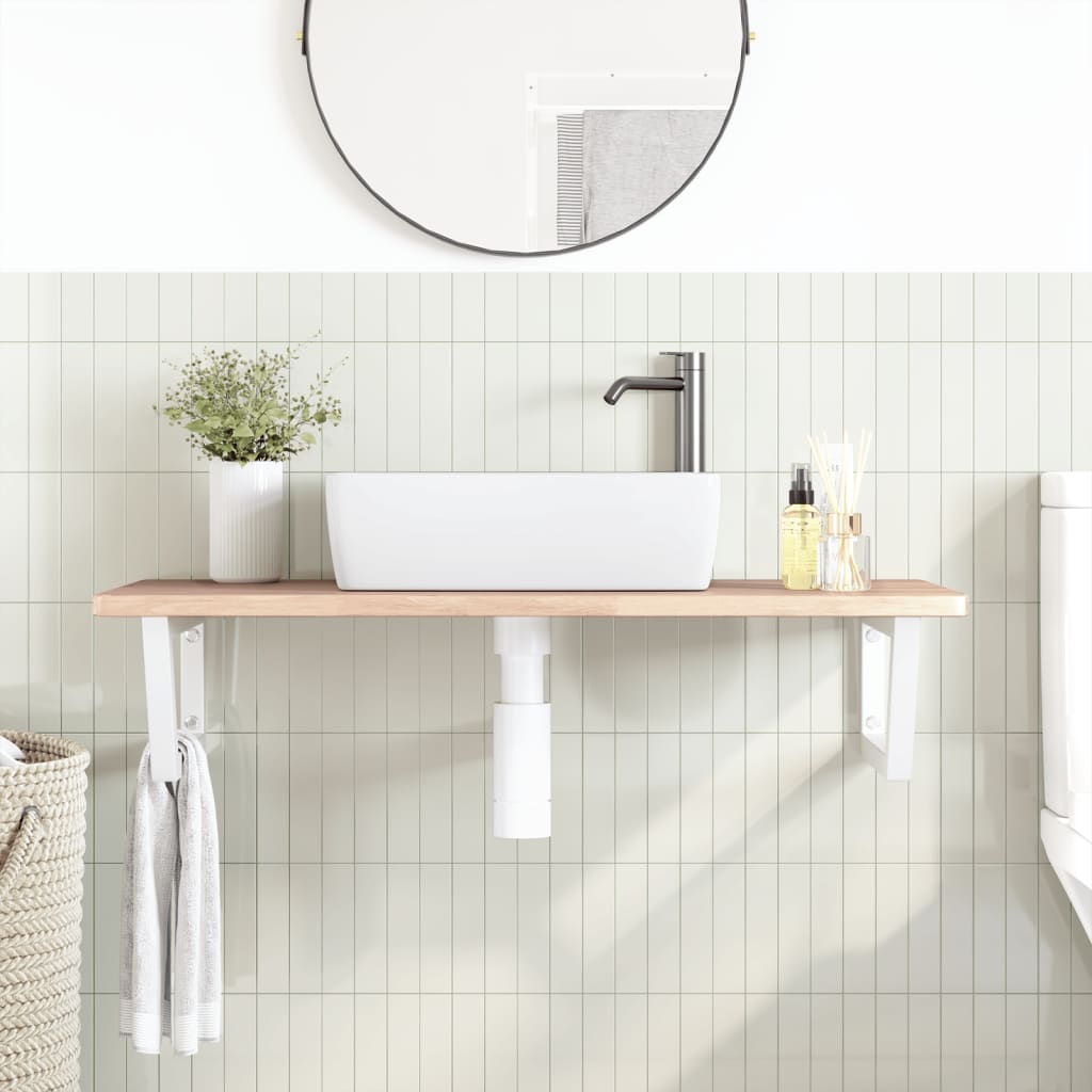 Vidaxl badkamer wandschap staal en massief eikenhout