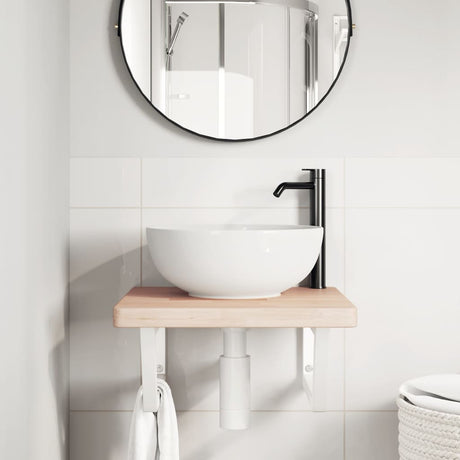 Vidaxl badkamer wandschap staal en massief eikenhout