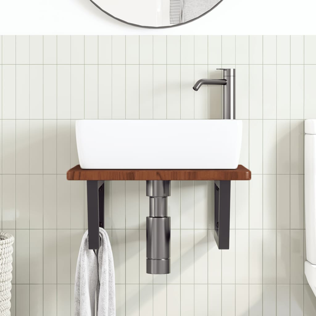 Vidaxl badkamer wandschap staal en massief eikenhout
