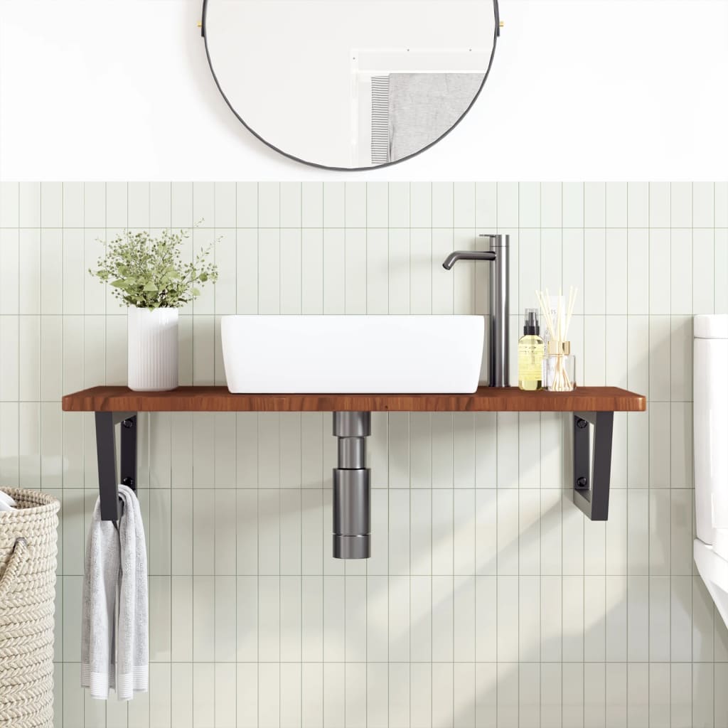 Vidaxl badkamer wandschap staal en massief eikenhout