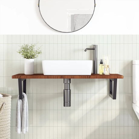 Vidaxl badkamer wandschap staal en massief eikenhout