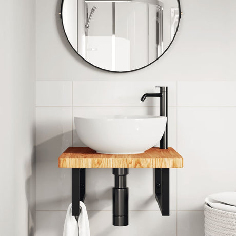 Vidaxl badkamer wandschap staal en massief eikenhout