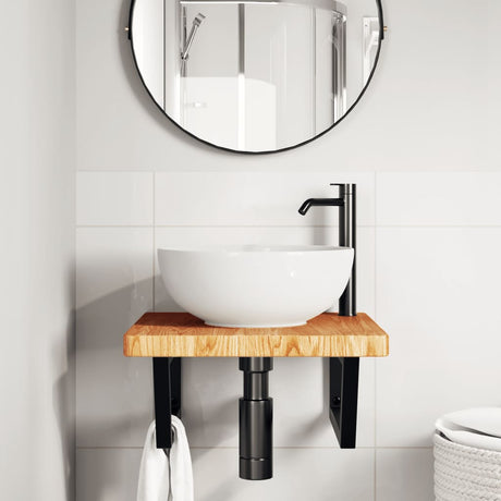 Vidaxl badkamer wandschap staal en massief eikenhout
