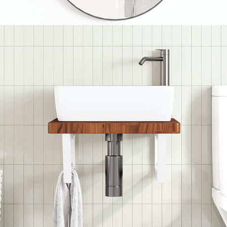 Vidaxl badkamer wandschap staal en massief eikenhout