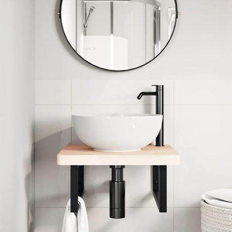 Vidaxl badkamer wandschap staal en massief beukenhout