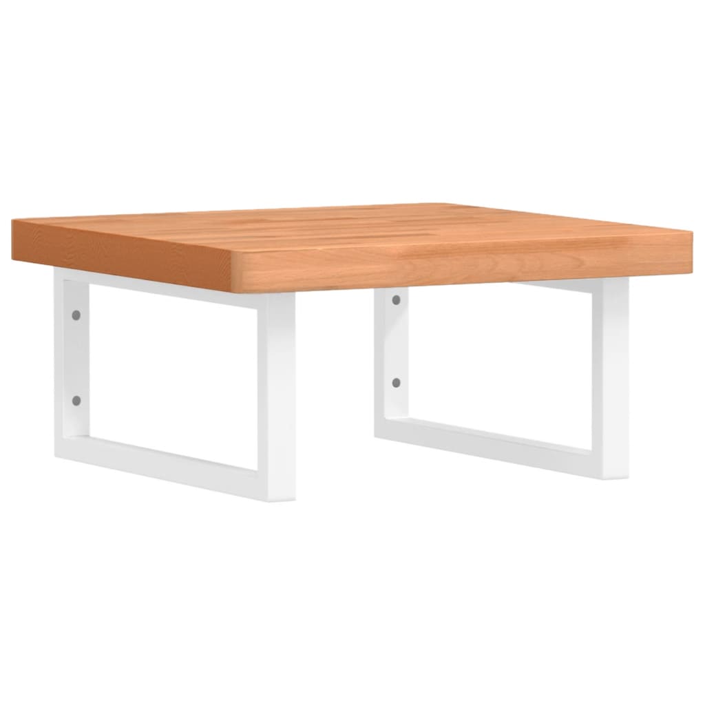 Vidaxl badkamer wandschap staal en massief beukenhout