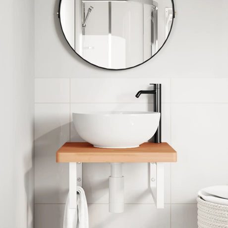 Vidaxl badkamer wandschap staal en massief beukenhout