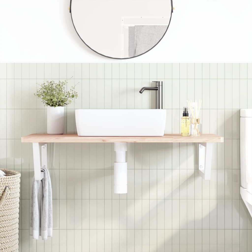 Vidaxl badkamer wandschap staal en massief beukenhout