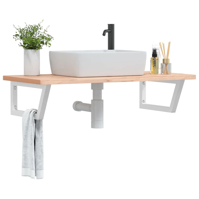 Vidaxl badkamer wandschap staal en massief beukenhout