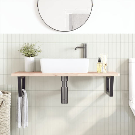 Vidaxl badkamer wandschap staal en massief beukenhout
