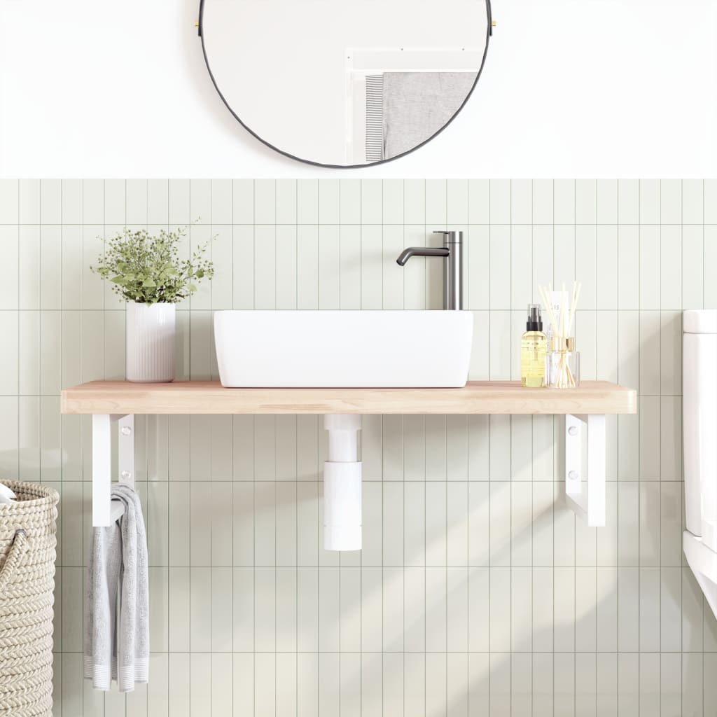 Vidaxl badkamer wandschap staal en massief beukenhout