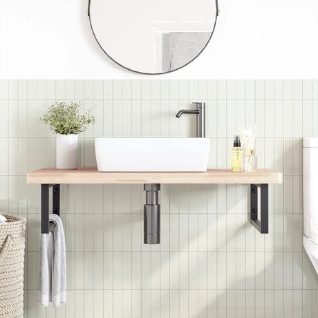 Vidaxl badkamer wandschap staal en massief beukenhout