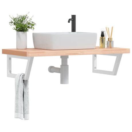 Vidaxl badkamer wandschap staal en massief beukenhout