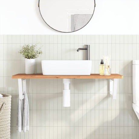 Vidaxl badkamer wandschap staal en massief beukenhout