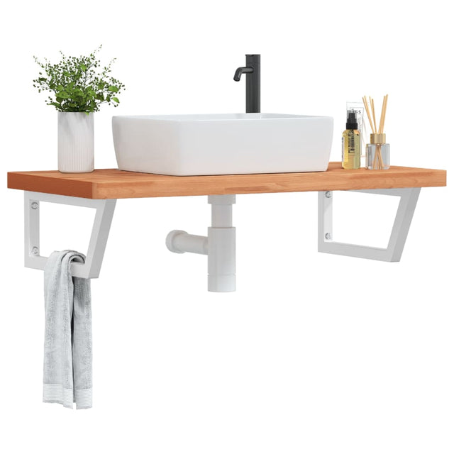 Vidaxl badkamer wandschap staal en massief beukenhout