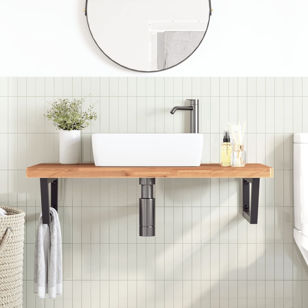 Vidaxl badkamer wandschap staal en massief beukenhout