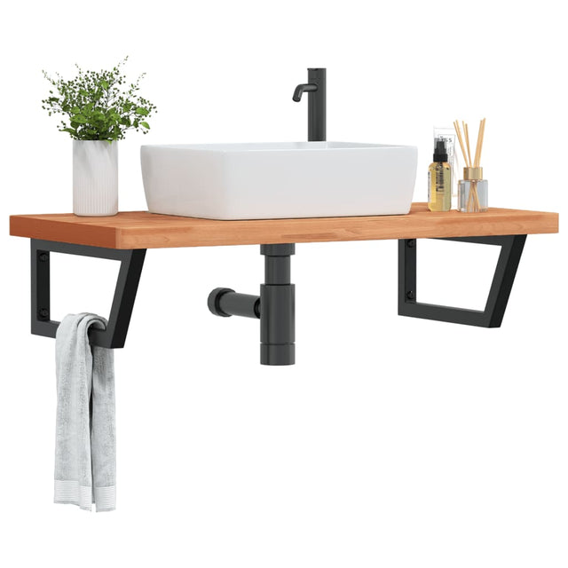 Vidaxl badkamer wandschap staal en massief beukenhout