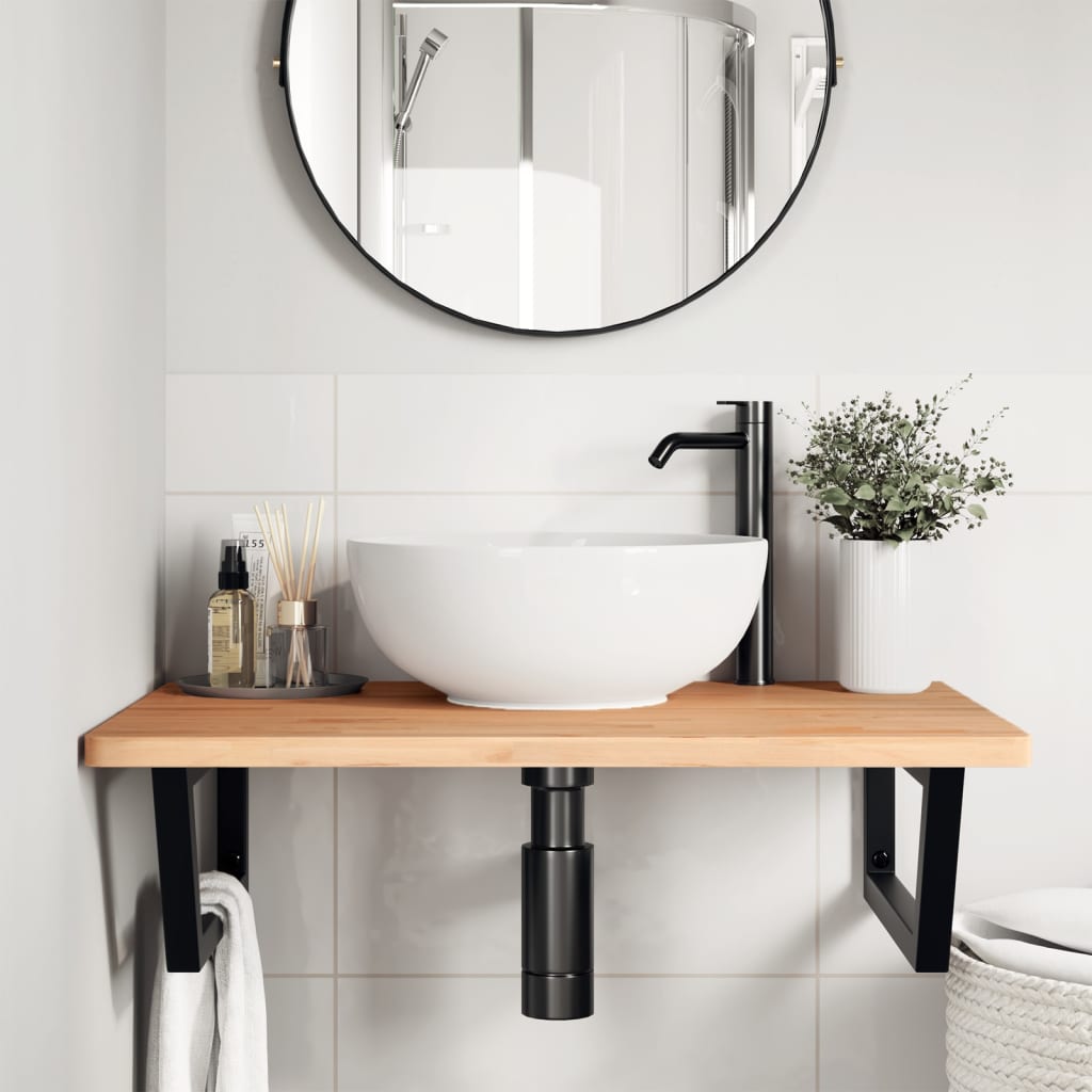 Vidaxl badkamer wandschap staal en massief beukenhout