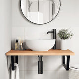 Vidaxl badkamer wandschap staal en massief beukenhout