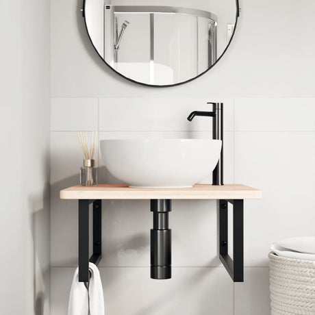 Vidaxl badkamer wandschap staal en massief eikenhout