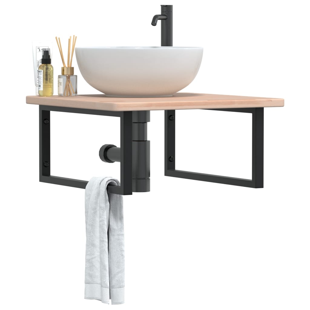 Vidaxl badkamer wandschap staal en massief eikenhout