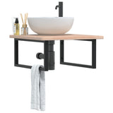 Vidaxl badkamer wandschap staal en massief eikenhout