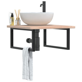Vidaxl badkamer wandschap staal en massief eikenhout