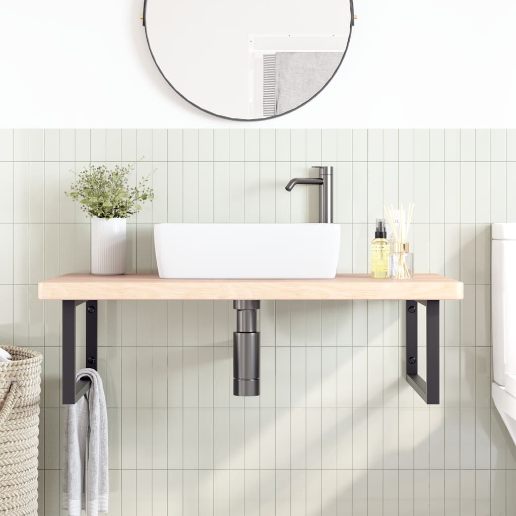 Vidaxl badkamer wandschap staal en massief eikenhout