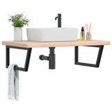 Vidaxl badkamer wandschap staal en massief eikenhout