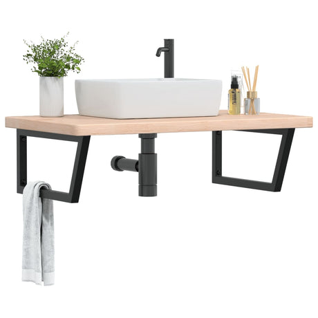 Vidaxl badkamer wandschap staal en massief eikenhout