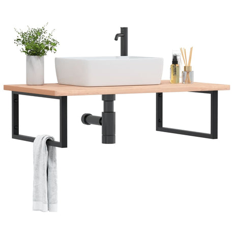 Vidaxl badkamer wandschap staal en massief beukenhout