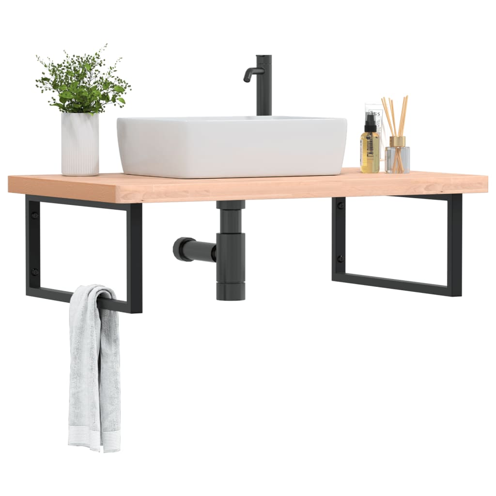 Vidaxl badkamer wandschap staal en massief beukenhout