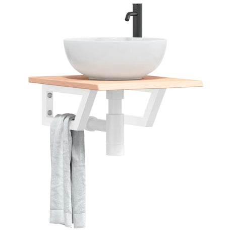 Vidaxl badkamer wandschap staal en massief eikenhout