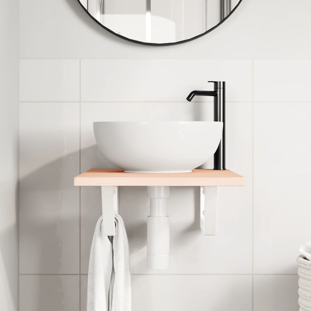 Vidaxl badkamer wandschap staal en massief eikenhout