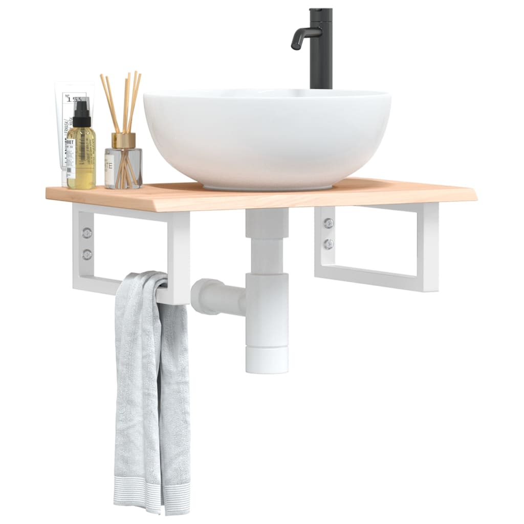 Vidaxl badkamer wandschap staal en massief eikenhout