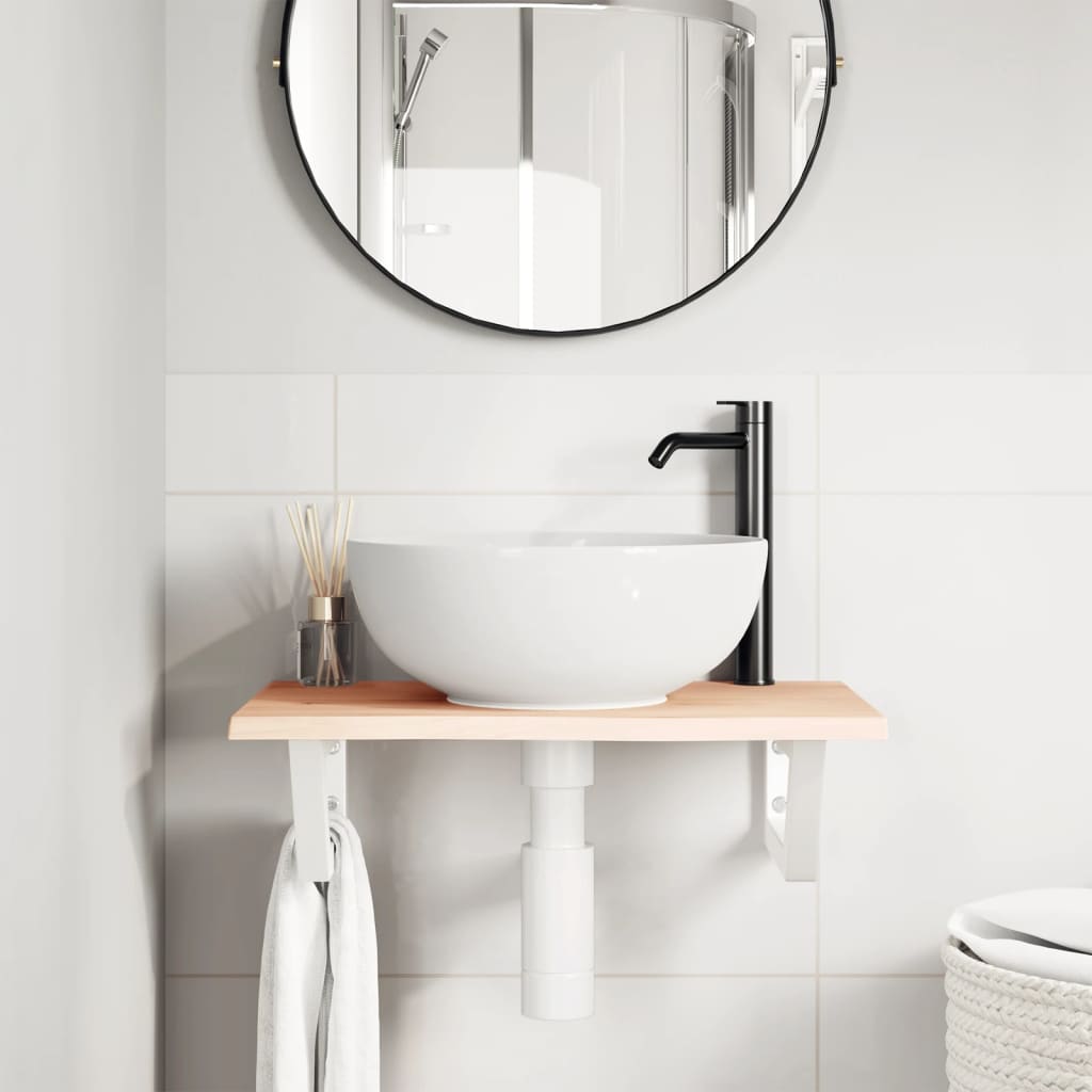 Vidaxl badkamer wandschap staal en massief eikenhout